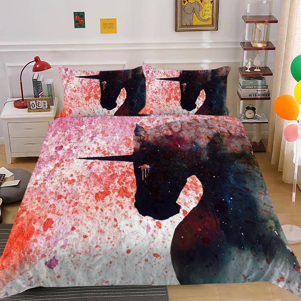 Unicorn Bedding Cover Set Print Comforter Cover Set Creative Bedding Suit Boys Girls Single Double Size Home Textiles