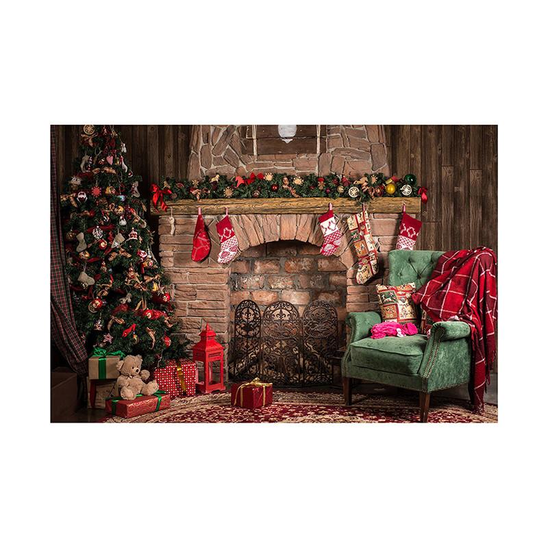 Slavnostní vánoční pozadí krbu, párty banner, nástěnná dekorace, sváteční dekorace pozadí, foto studio, vánoční dekorace