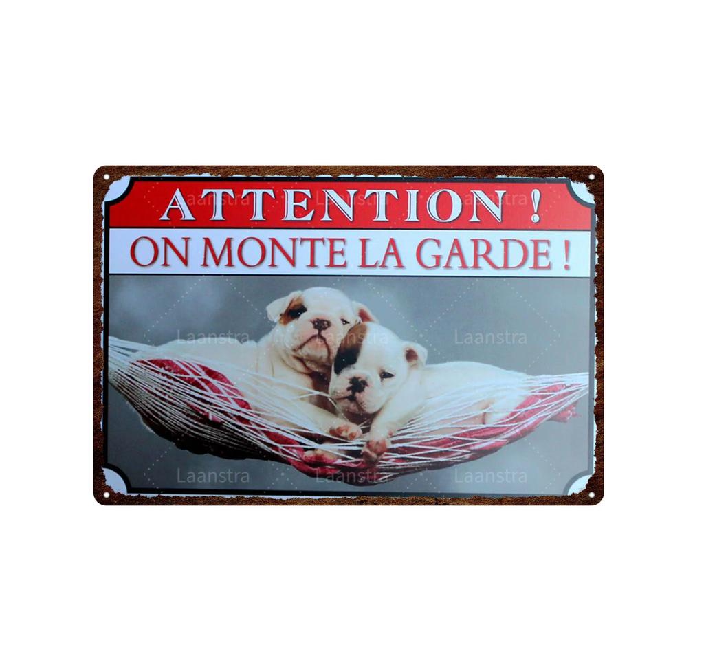 Retro Iron Painting Metal Plaque Attention Animals Dog and Cat Wall Decor Art Poster Tin Signs Bar Home Decoration Painting