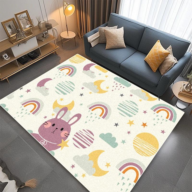 Cute Children Carpet for Living Room Decoration Home Non-slip Cartoon Rug Baby Bedroom Bedside Tatami Soft Play Mat Customizable