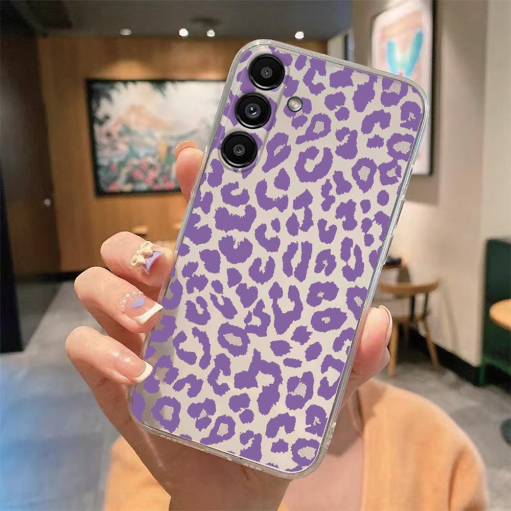 Phone Case For Samsung Galaxy A55 A54 A14 A34 A24 A25 A35 A10 A22 A32 A21S White Leopard Marble Artistic Transparent Clear Cover