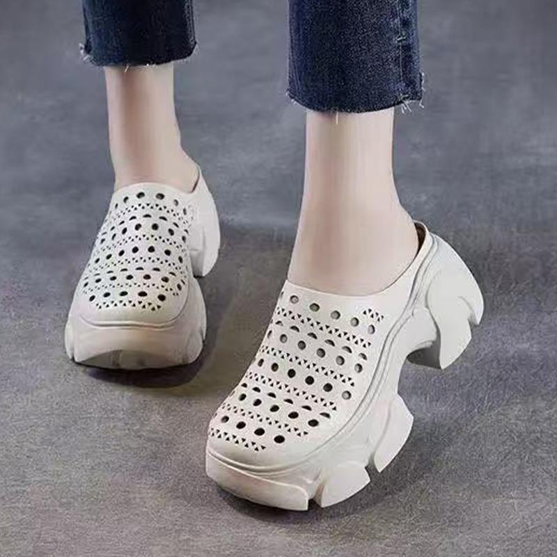 

Fashion High Heels Women Slippers Platform Mules Shoes Slingback Fashion Woman s Sandals 2025 Designer Flip Flops Casual Slides Mujer 40 бежевый