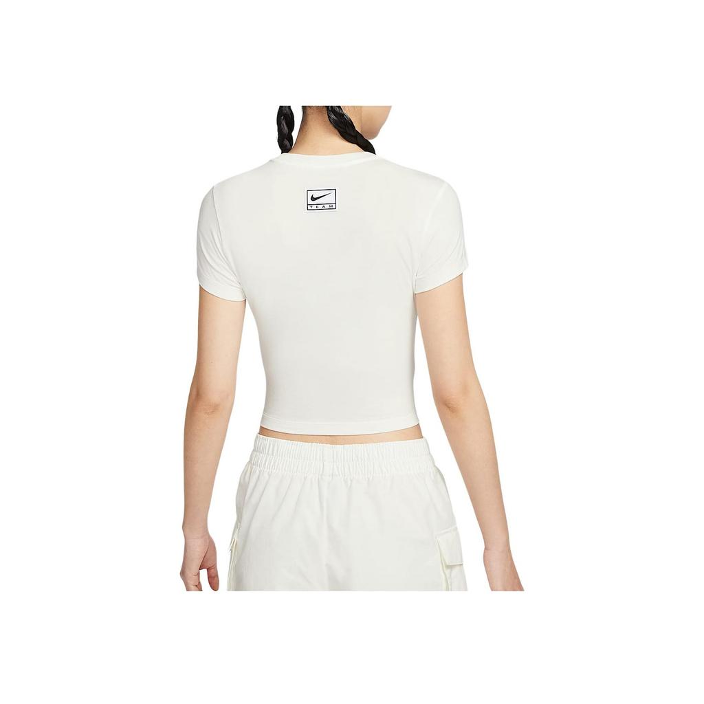 Nike As W Nsw Slim Crop Fashion Round Neck Logo Short Sleeve T-Shirt Women T-Shirt White HQ1710133