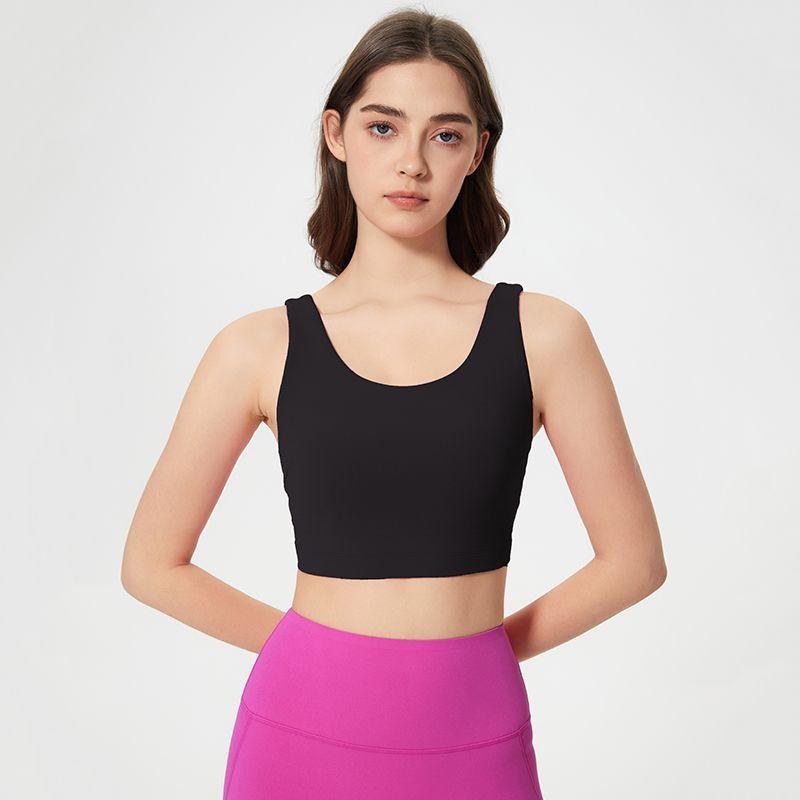 

Fixed Cup Yoga Beauty Back Vest Bra Integrated Sports Underwear Women Shockproof Anti-sagging Running Workout Clothes Top Black 6