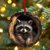 Acrylic Raccoon Tree Pendant Christmas Tree Animal Pattern 2D Acrylic Ornament Living Room Bedroom Garden Seasonal Decor