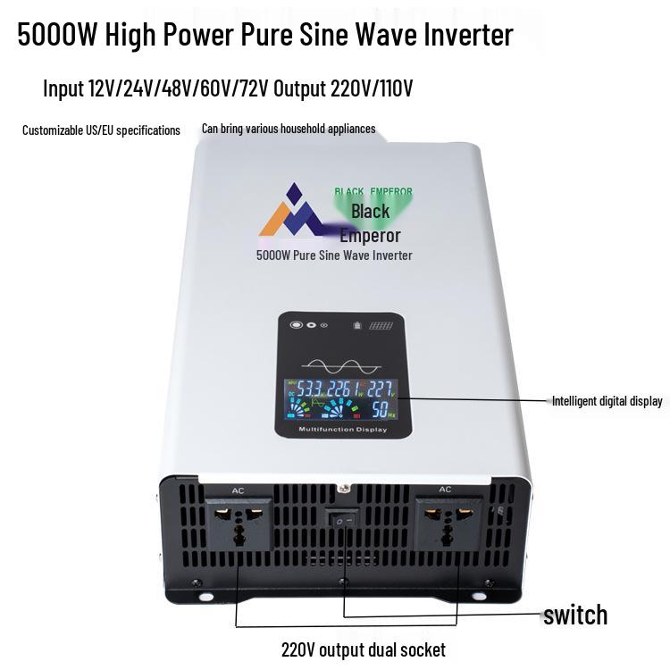 5000W High-Power Sine Wave Inverter: 12V-96V to 220V Customizable