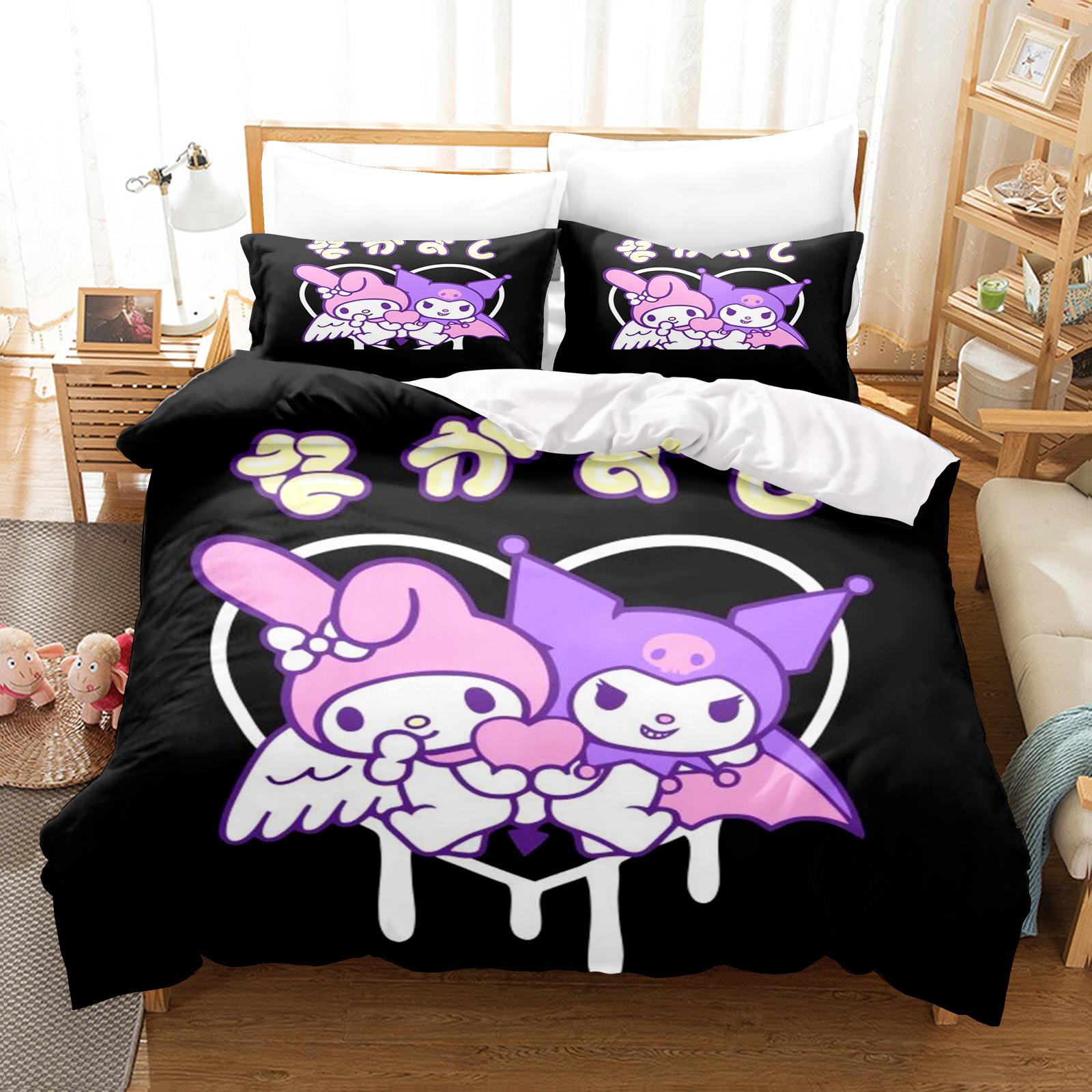 

Kuromi Duvet Cover Set Bedding Comforter Sets King Size 3D Children S Bedding Set Cute Printed Cartoon Quilt Cover AU King(245*210cm)3pcs