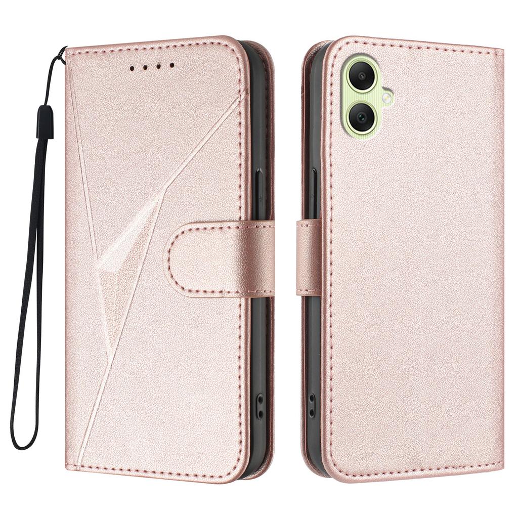 For Samsung Galaxy A07 Deksel Triangelimprint Lær Telefondeksel med Lanyard