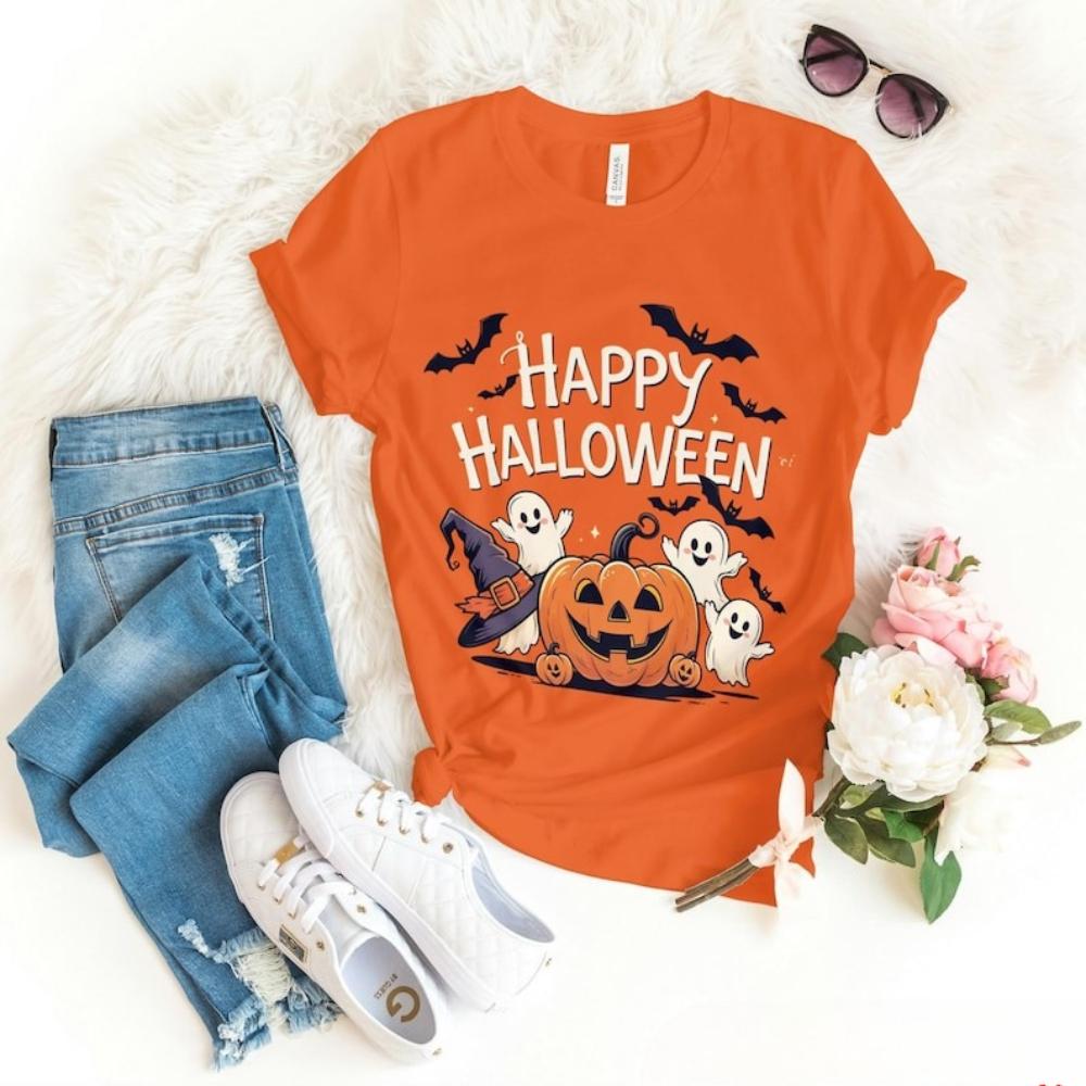 

Happy Halloween Hocus Pocus Woman Graphic T Shirts All Saints Day Trick or Treat JackOLantern Cotton Tshirt Streetwear S