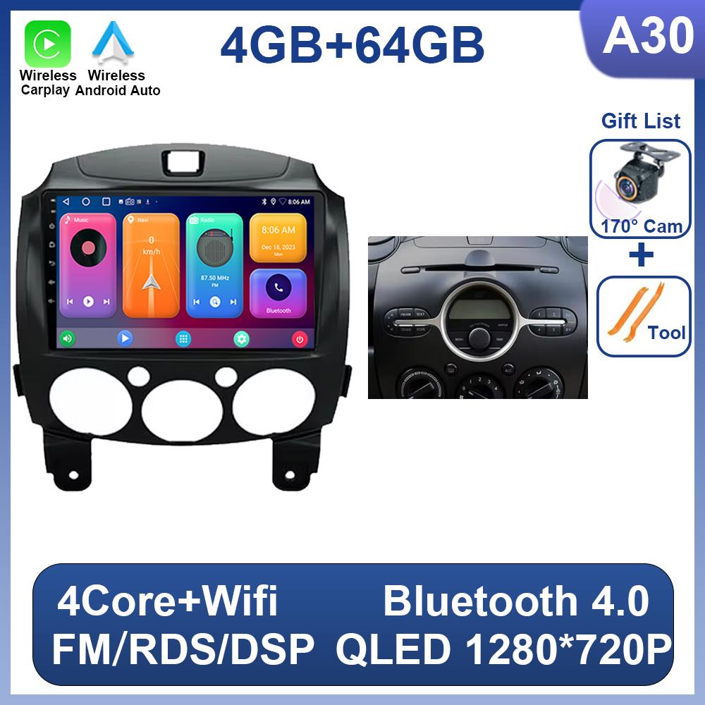 Android 14 Car Radio Multimedia Player For MAZDA 2 Mazda2 2007 2008 2009 2010 2011 2012 2013 2014 GPS Navigation 2DIN Carplay 4G