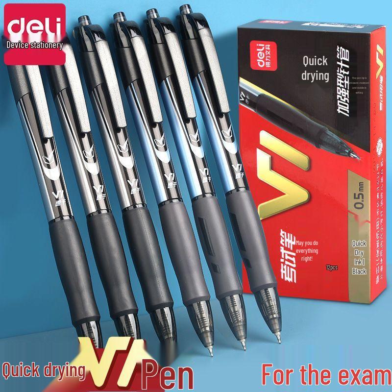 Deli V1 Triple Hit Student Exam Special Quick-Dry Black Gel Pen 0.5mm