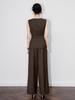 Elegant Silver Buckle Vest & Commuter Wide-Leg Pants Set for Women - Autumn Collection
