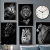 Neue Nordic Moderne Kunst Tier Leinwand Malerei Schwarz und Weiß Löwe Poster Büro Wand Malerei Wohnzimmer Dekoration Wandbild kein Rahmen