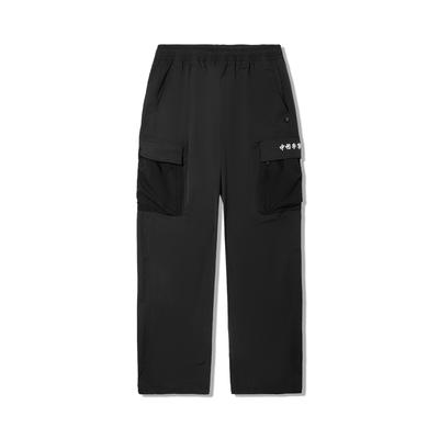 Li Ning Trendy Sports Series Casual Simple Solid Color Straight Loose Knit Sweatpants Men Bottoms Black AYKV155-1