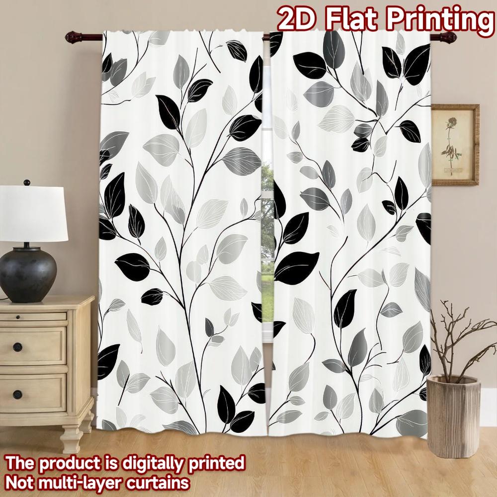 2D Flat Photography Backdrop Scene Backdrop Black and Gray Leaves 100% Polyester Festive Holiday Use for Bedroom Decorations