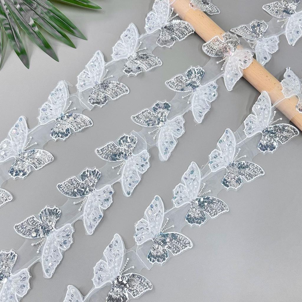Mesh Bead Embroidery Bead Sequin Butterfly Lace Lace Children'S Clothing Lolita Hair Accessories Cloth Sticker Clothing Decoration