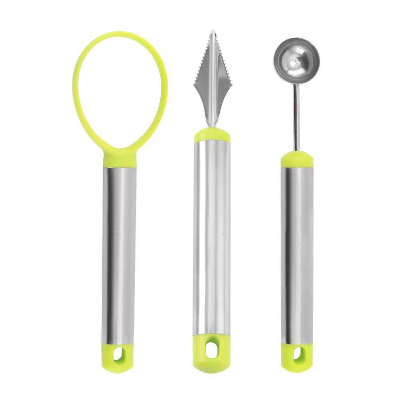 Stainless Steel Fruit Carving Tool Set: Watermelon & Cantaloupe Pitter, Corer, Ball Scooper