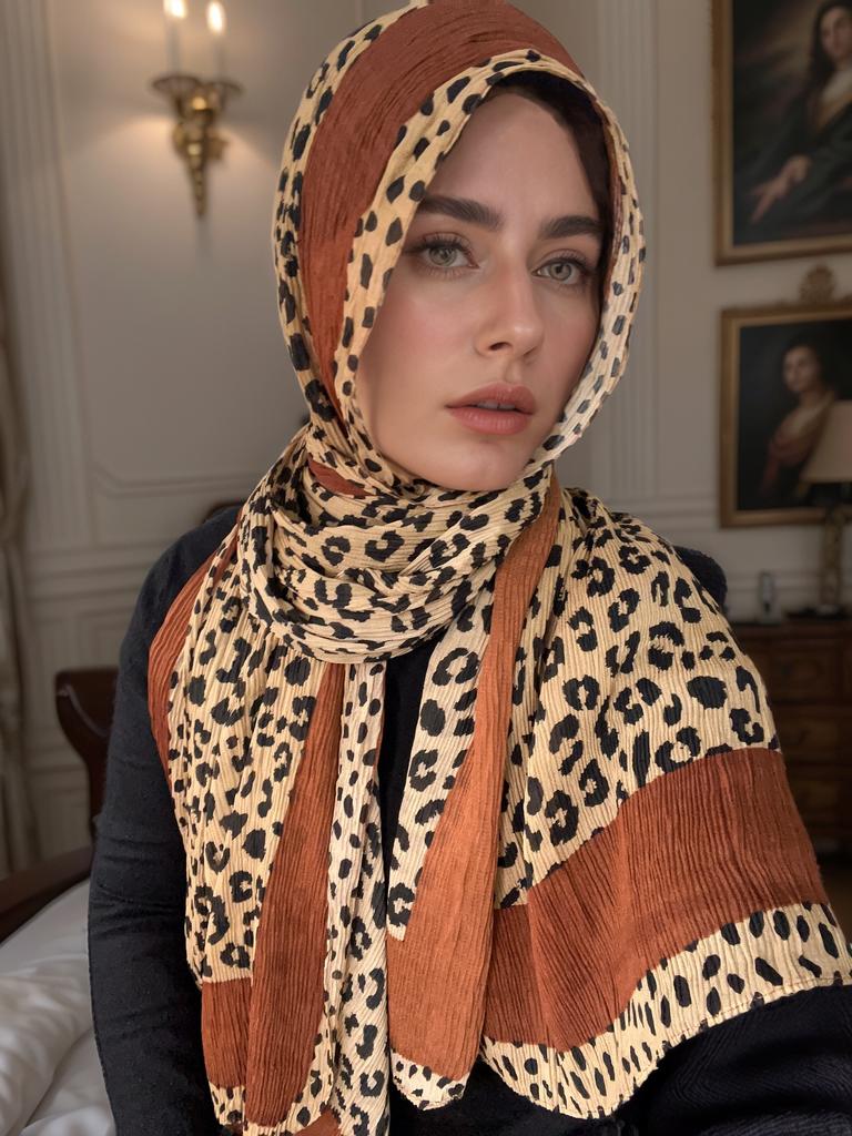 New Soft Pleated Cotton Scarf Leopard Print Hijab Islamic Solid Headscarf Crinkle Hijab Foulard Femme Musulman Wrap Bandana