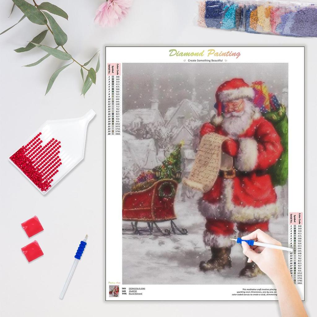 Diy Diamond Painting Embroidery Christmas Santa Claus Full Round Needlework Room Decor 30x40cm/12x16inch