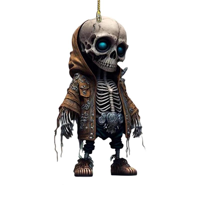 Cartoon Skull Acrylic Car Hanging Decor Halloween Tree Decoration For Home Colors)