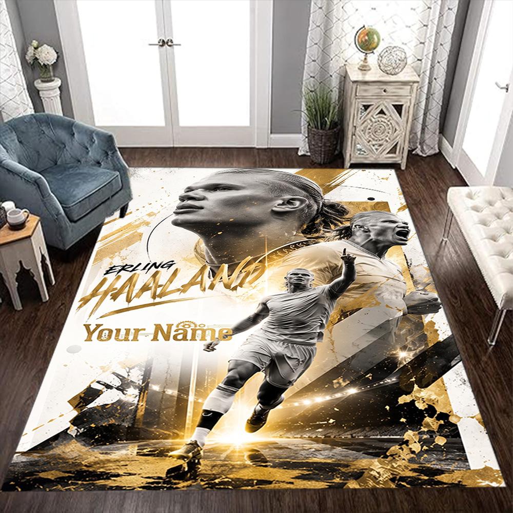 Haaland (86) Customizable Name Floor Rug Office Rug Perfect for Decorate Room Study Room Playrooms Balcony Antislip Carpet Office Home Decor