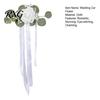 Décoration de Voiture Résistante aux Intempéries Fleur pour Poignée de Porte de Mariage avec Lien Ruban et Feuilles Vertes, Kit Artificiel Blanc Abordable Bouquet Rose pour Rétroviseur Arrière