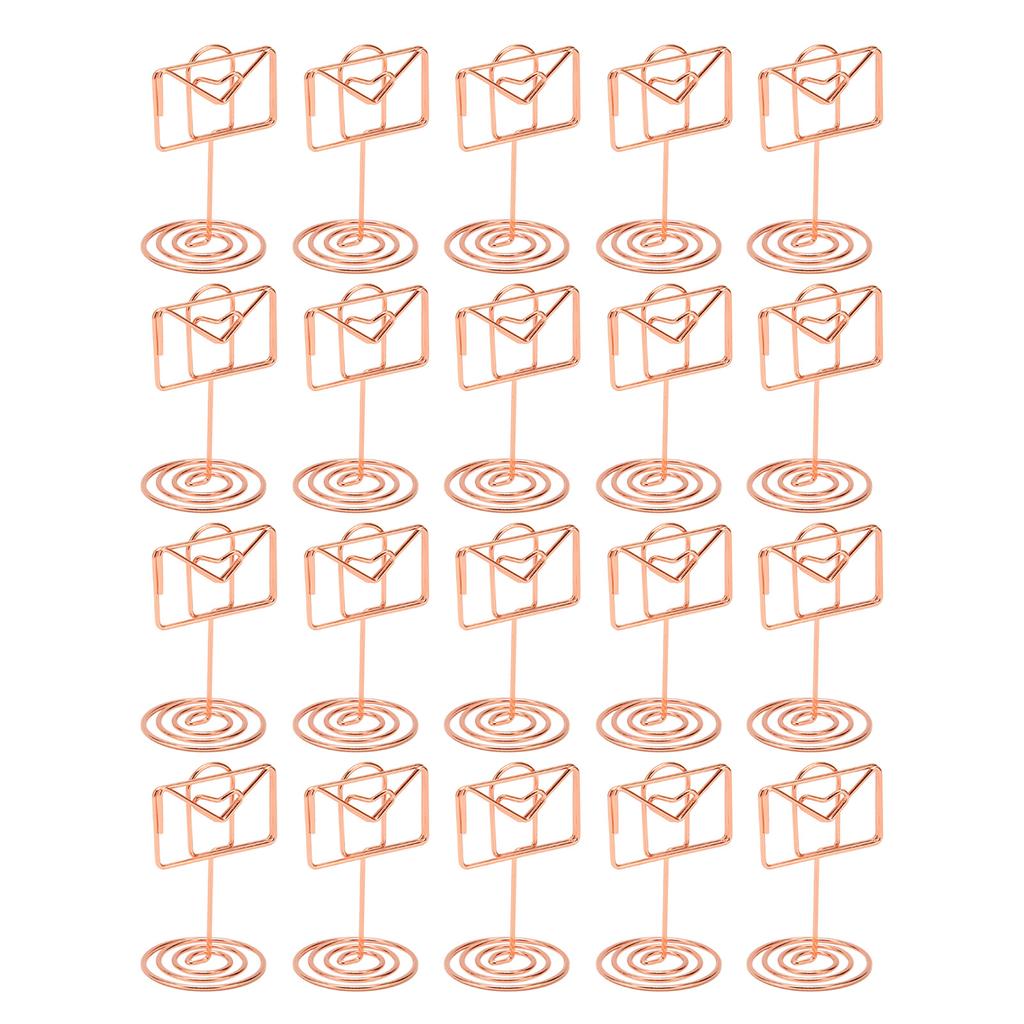 20 st Memoklämma Härlig Roséguld Liten Kuvertform Bordsnummerhållare Fotokortställ för Bröllop Kontor