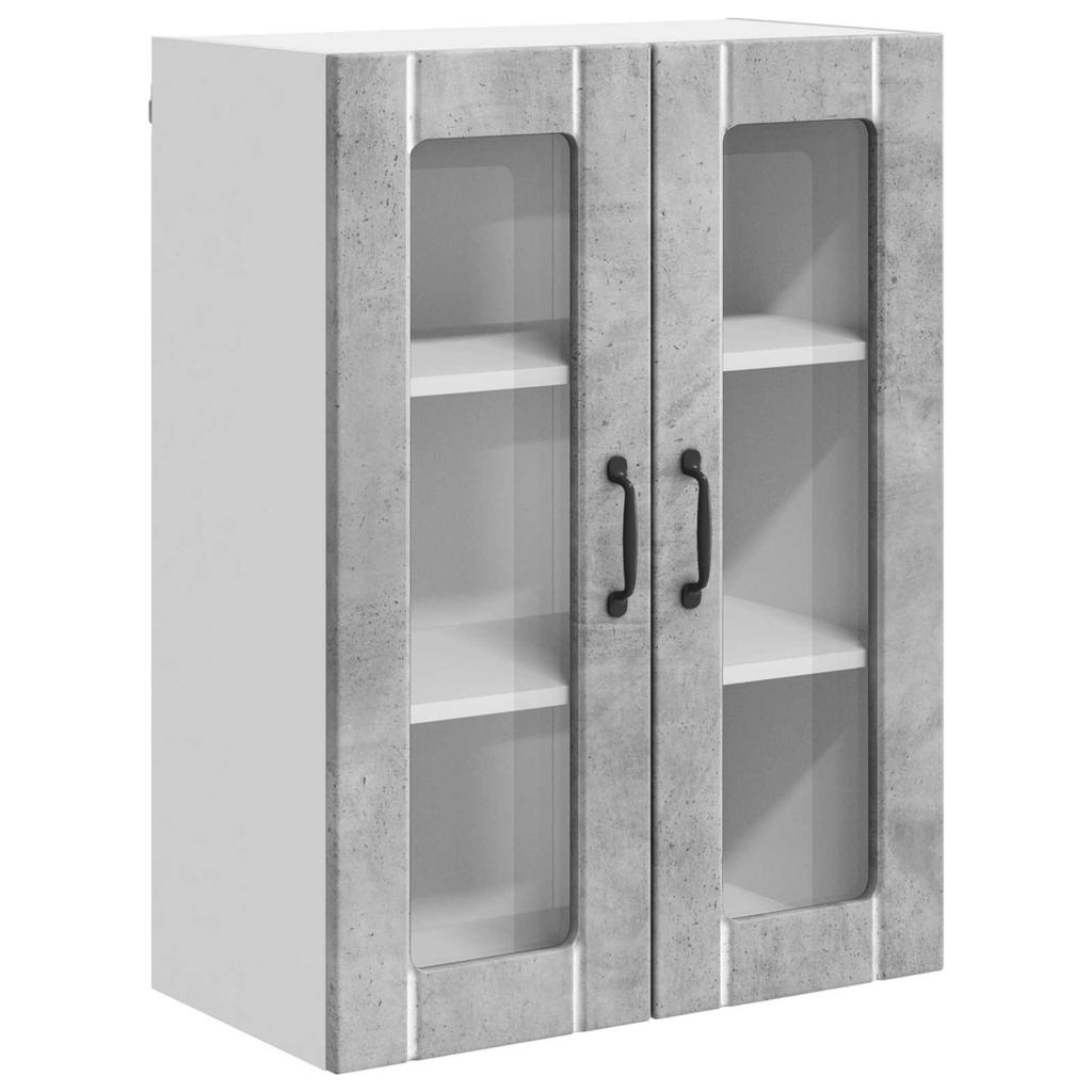 Wall Mounted Glass Cabinet LUCCA Concrete Grey 60 x 31 x 80 cm Engineered Wood