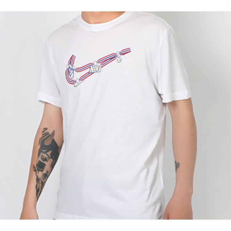 Nike T Shirts Men's White Crew Neck Moderate Straight Fit CV1066-100