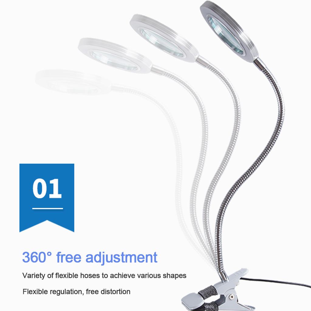 10X Magnifying Glass Lamp with Light Magnifier Light with Clip Adjustable Flexible Magnifying Lamp with USB Powered