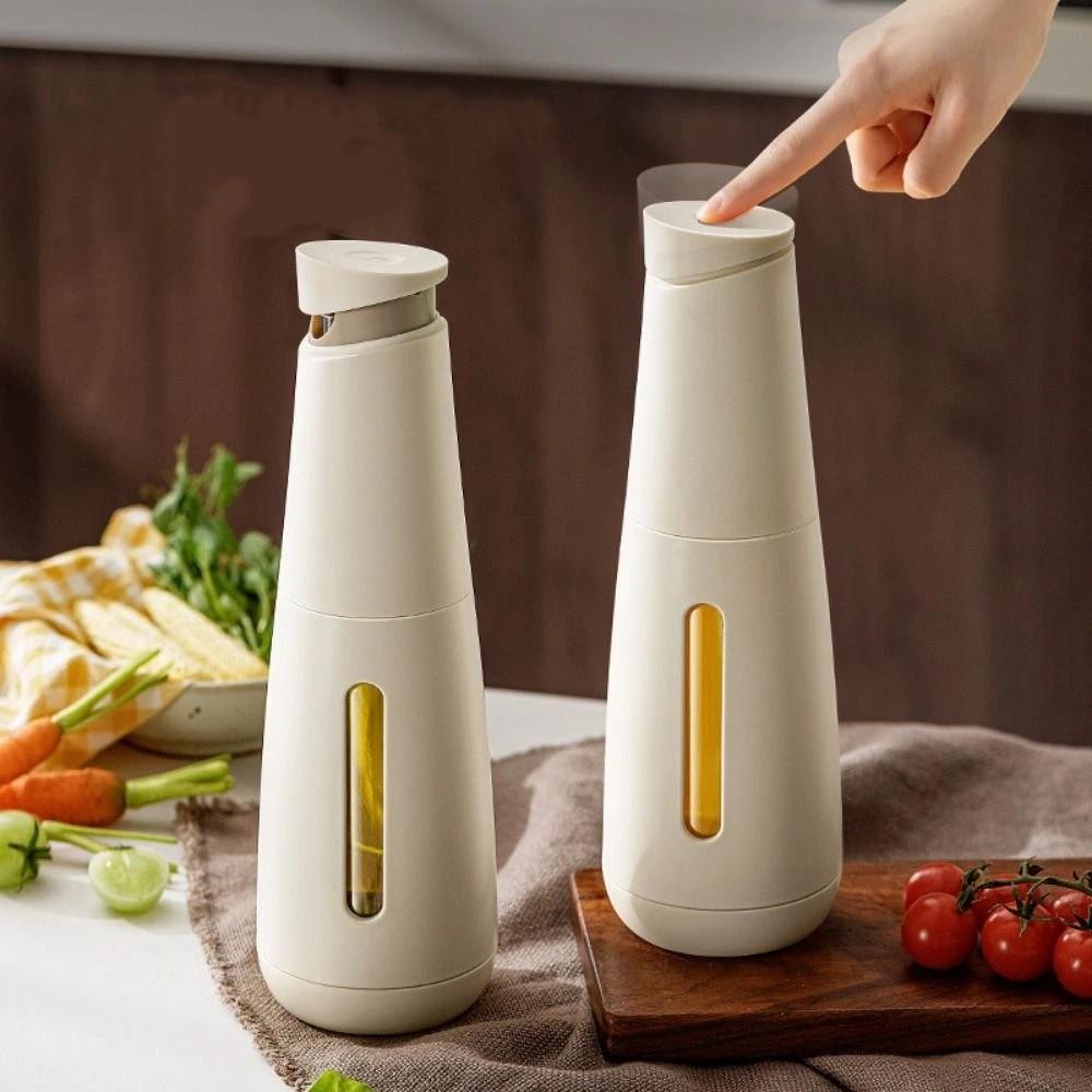 470ML Glass Oil Dispenser Light Proof Glass Visible Window Kitchen Oil Condiment Bottle Automatic Open Close with Scale
