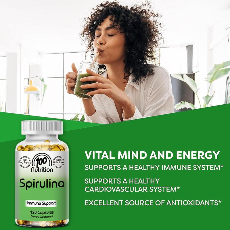 Organic Spirulina 700mg Capsules, Vegan Detoxifying Weight Loss, Immune-Boosting Superfood, 120 Capsules