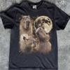 Capybara Howling Moon T-Shirt, Starry Night Wildlife Lover Tee