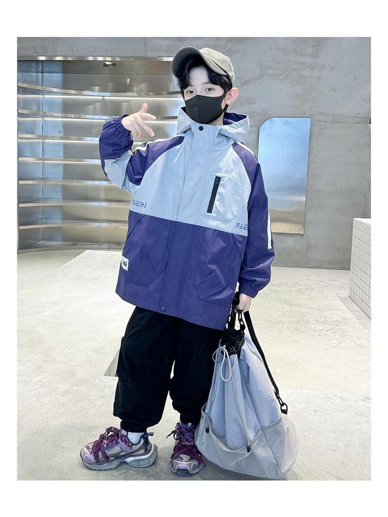 2025 Boys' Spring & Autumn Windbreaker: Trendy Jacket for Middle & Big Kids