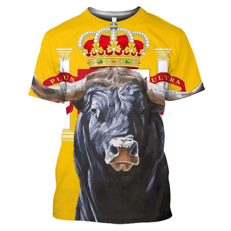 Spain Bull Graphic T Shirt for Men T-shirt Fashion 3D San Fermín Bullfight Printed Tee Shirts Womens Clothing Kids Short Sleeve