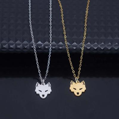 Elegant Stainless Steel Fox Head Pendant Necklace