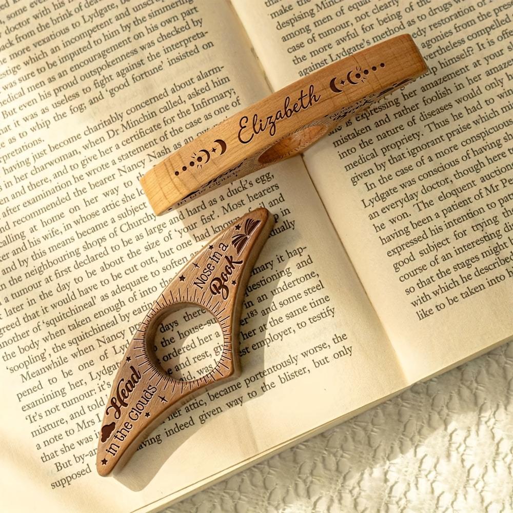 

1/2 Pack, Random Colors, Book Page Holder Wooden Ring, One-Handed Reading Aid, Vintage Wooden Reading Thumb Book Holder, Finger