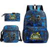 Large Capacity Schoolbag with Shoulder Strap; Student Three-piece Pencil Case Set