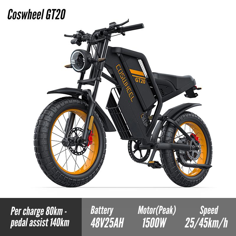 Rower elektryczny Coswheel GT20 PRO podwójny silnik 3000W terenowy motocykl elektryczny 48V 40AH podwójna bateria MTB szerokie opony Ebike