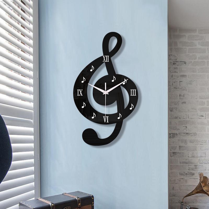 Modern music Roman numeral notes acrylic wall clock silent clock suitable for living room bedroom office decoration clock