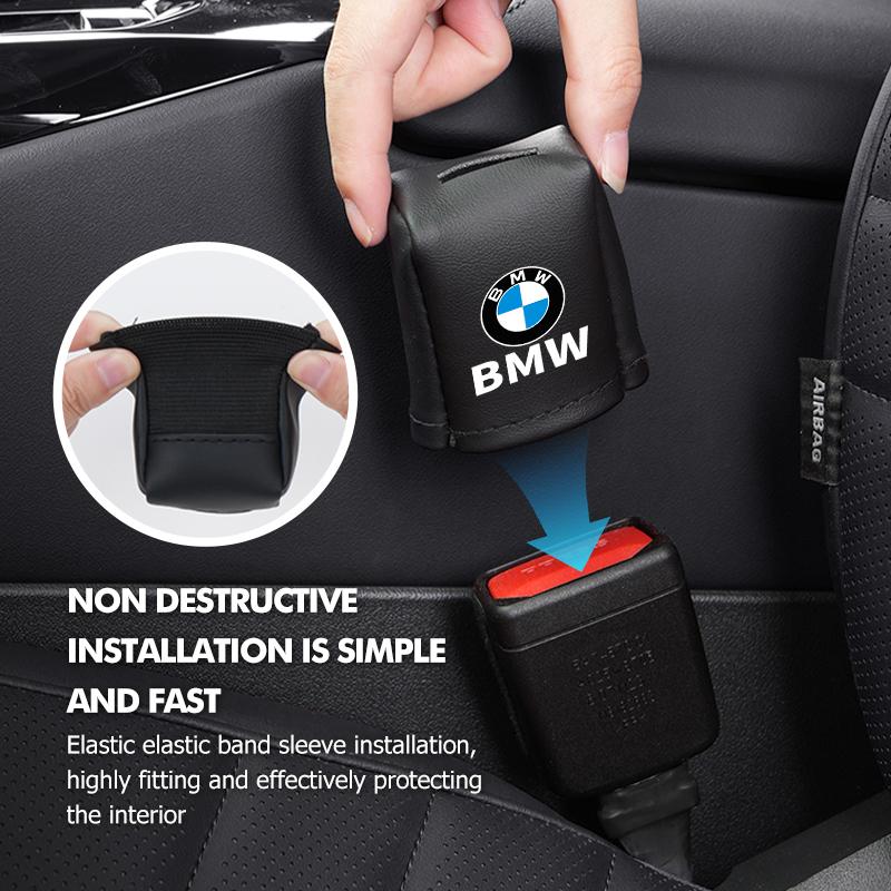 Leather Car Seat Belt Socket Cover Anti-collision Protection Cover Interior Accessories For BMW E46 E90 E60 F10 E39 F30 E36 E87 DA9