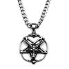 Gothic Skull Goat Pentagram 316L Stainless Steel Pendant Necklace for Women Men Silver Color Inverted Star Jewelry Amulet Gift