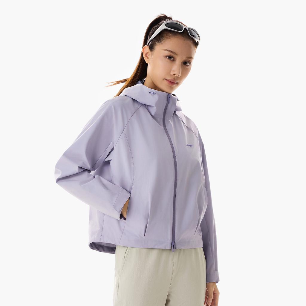 Li Ning Fitness Series Hooded Logo Stitching Sports Windbreaker Women outerwear AFDW738-3