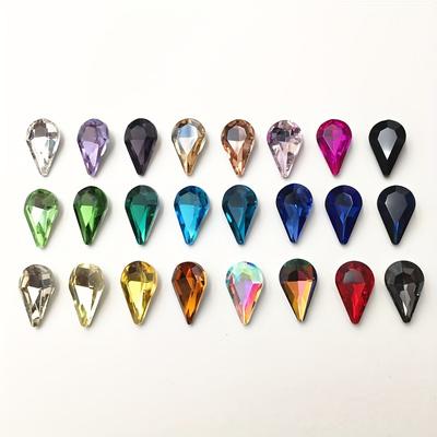 20 Stück Lebhafte Tropfenförmige Kristall-Strasssteine, 8x13mm Facettierte Glasperlen in Sortierten Farben für DIY-Bastelarbeiten, Nagelkunst, Schmuckherstellung