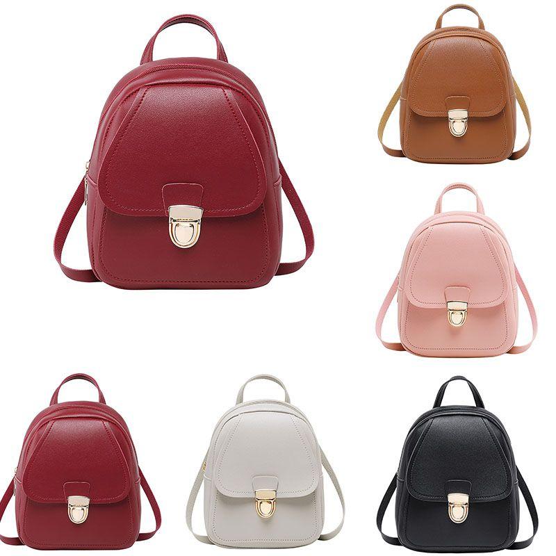 Mini Mochila Feminina Mochila de Couro PU Mochila Escolar Bolsa de Mão Bolsas de Ombro