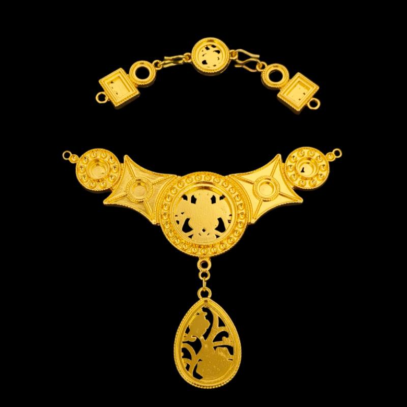 DIY Restoration of Accessories Li Jingxun's Moth Crown Gemstone Necklace Set Ancient Style Hanfu Hair Accessories Bridal Head