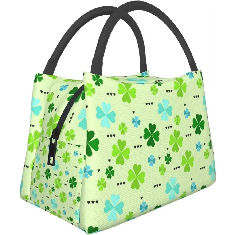 St Patrick's Day Lunch Bag Tote Bag Shamrock Insulated Lunch Box for Women Men Portable Resuable Green Clover Lunch Organizer