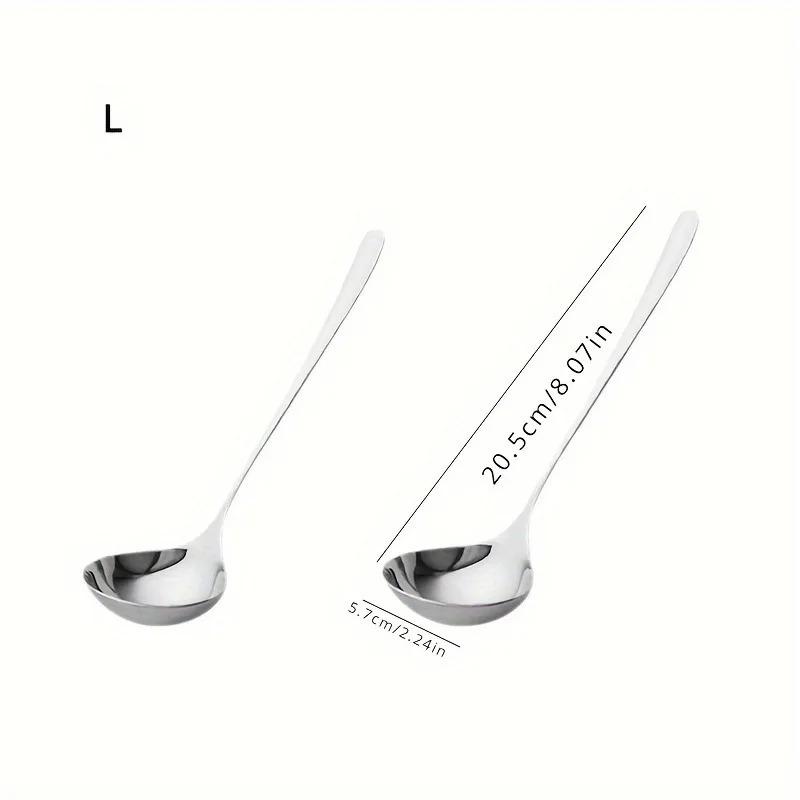 4 Linguri de Supă din Oțel Inoxidabil, Cap Mare, Mâner Lung Îngroșat, Potrivite pentru Bucătărie, Lingură pentru Oală Supă de Terci, Restaurant