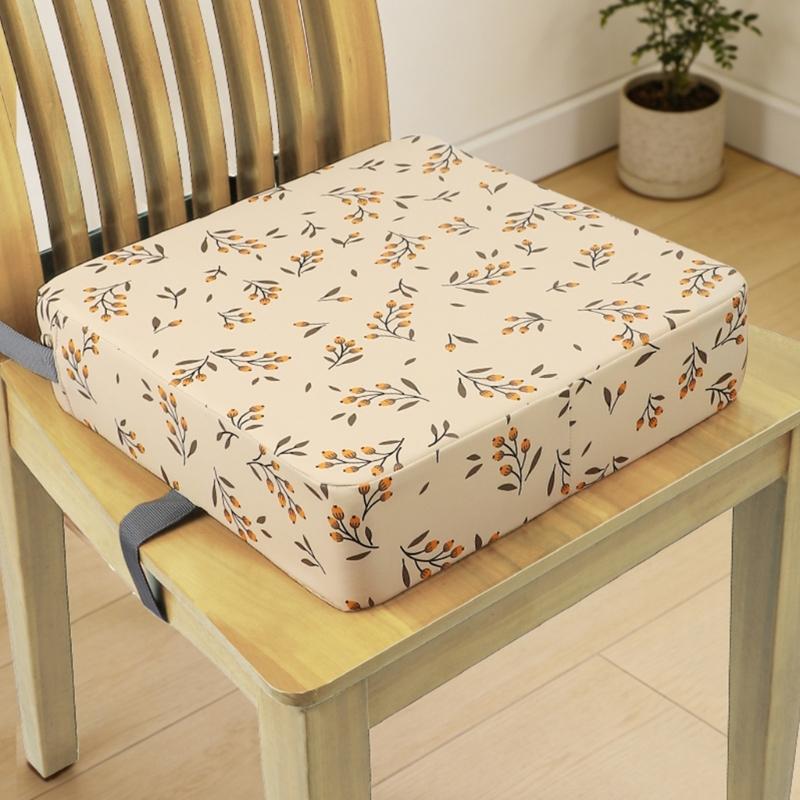 Booster Seat for Dining Table Printed Pattern Kids Booster Seat with Safety Buckles Anti-Slip Bottom Heightening Cushion