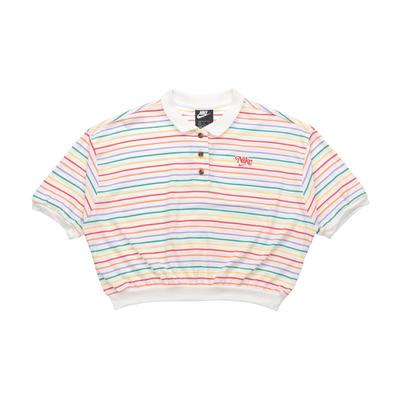 Sportswear Rainbow Striped Casual Short Sleeve Polo Shirt Women Tops Multicolor CJ2516-100